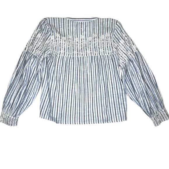 Love Shack Famcy Boho Blouse Small Striped Coastal Cowgirl Bohemian Chic Summer - Picture 6 of 9